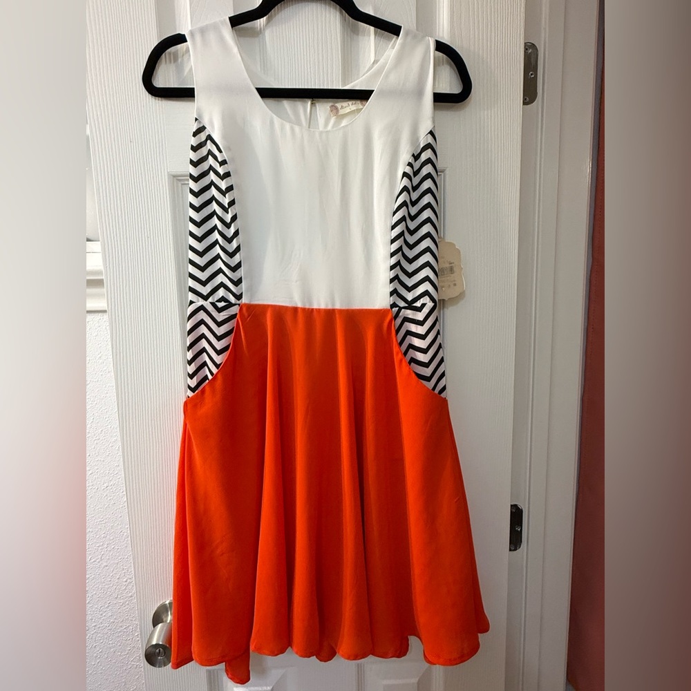 Altar'd State White and Black A-Line Cocktail Dress